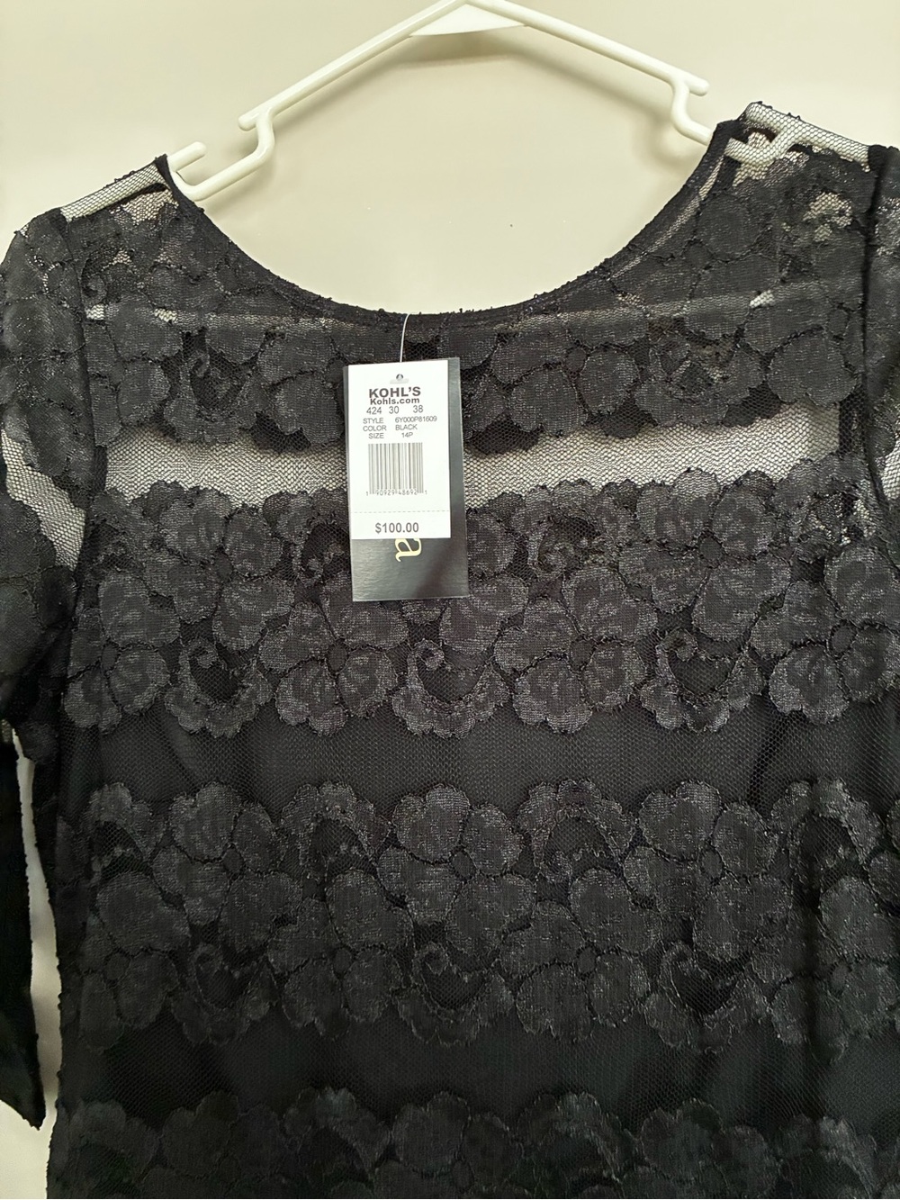 Black Lace Lined Dress NEW Sz.14P - Picture 2 of 13